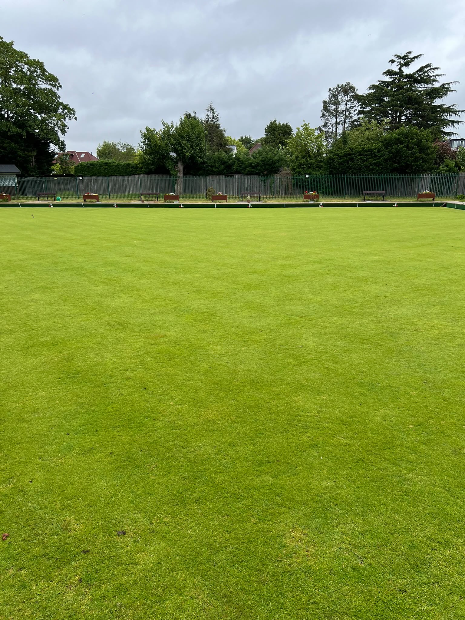 The bowling green at Richings Park Bowls Club