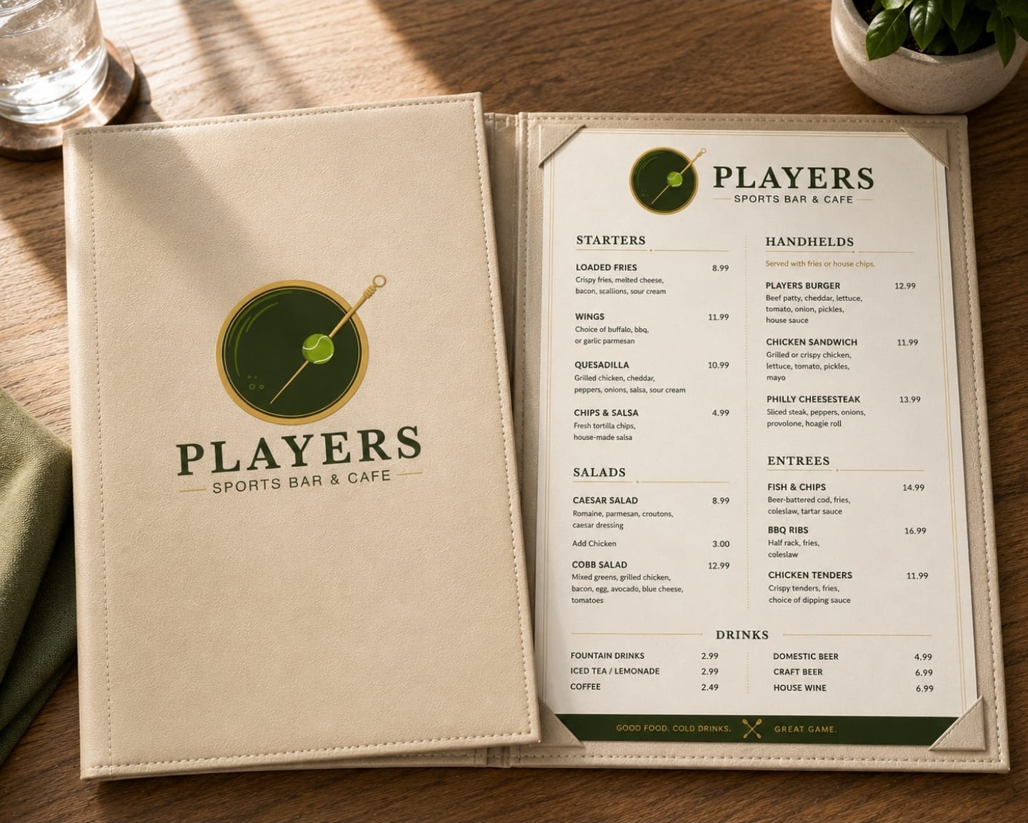 The Players printed menu